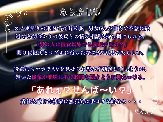【本当にあったエッチな話】初めて彼氏が出来た後輩の悩み相談〜不意にAVで勃起させられ無邪気に手コキ謝罪〜『即イキ保証』【バイノーラル】 サンプル1ページ目