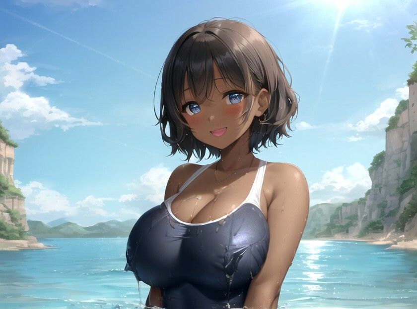 エッチな事を知らない褐色〇リ巨乳でスク水姿の姪っ子に叔父さんが大人の遊びを教えてみた話【水着/パイズリ/中出し】 サンプル7ページ目