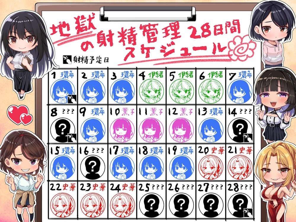 10時間OVERオナサポ！  悪い女大集合！  地獄の射精管理28日間 サンプル1ページ目