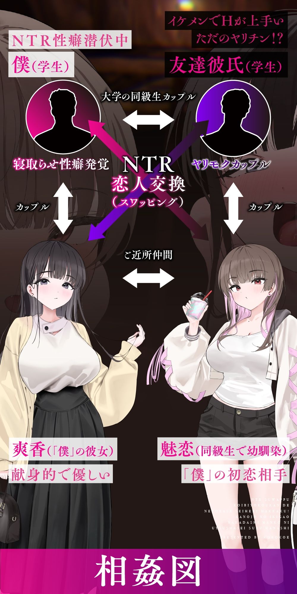 【NTRスワップ】恋人交換で寝取らせ性癖発覚！彼女のイキ顔中出しマ○コに鬱射精するお話 サンプル3ページ目