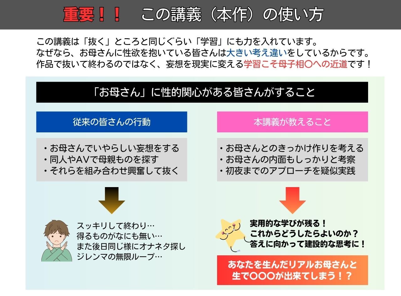 夏休みの秘密講義 あなたとお母さんが恋人になる方法〜身近なお母さんを堕として熱い夏は濃厚生交尾♪〜 サンプル3ページ目
