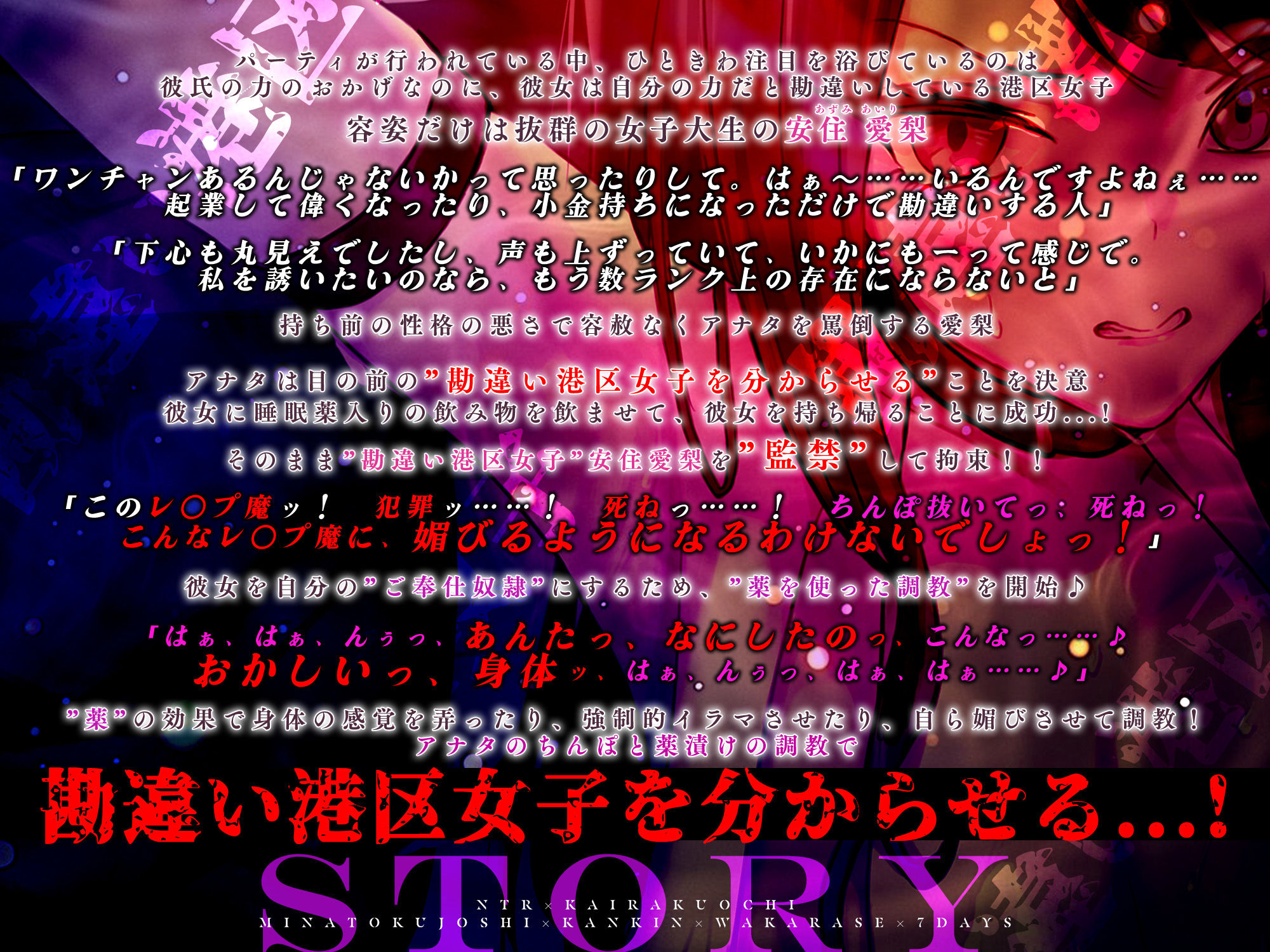 【寝取られ堕ち】彼氏持ち勘違い港区女子を監禁してわからせる7日間 〜強媚薬・感度増幅・幻覚ベタ惚れ・謝罪ご奉仕〜 サンプル4ページ目