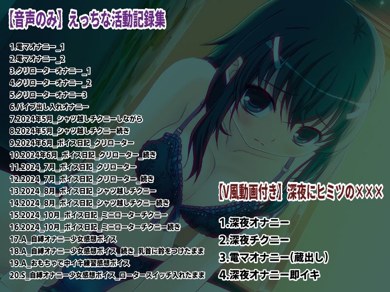 「少女が深夜にヒミツの×××」…他、えっちな活動記録集 〜声優さんの動きがわかる！バーチャルな動画付き〜【バイノーラル/実演音声】 サンプル1ページ目