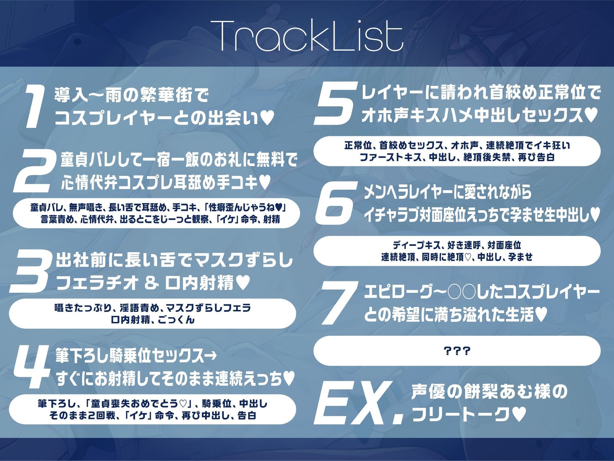 【淫語と無声囁きたっぷり】貴方を大好きなメンヘラ低音ダウナー系コスプレイヤーと湿度たっぷり純愛筆下ろし首絞め孕ませ交尾する音声【心情代弁/KU100】 サンプル3ページ目