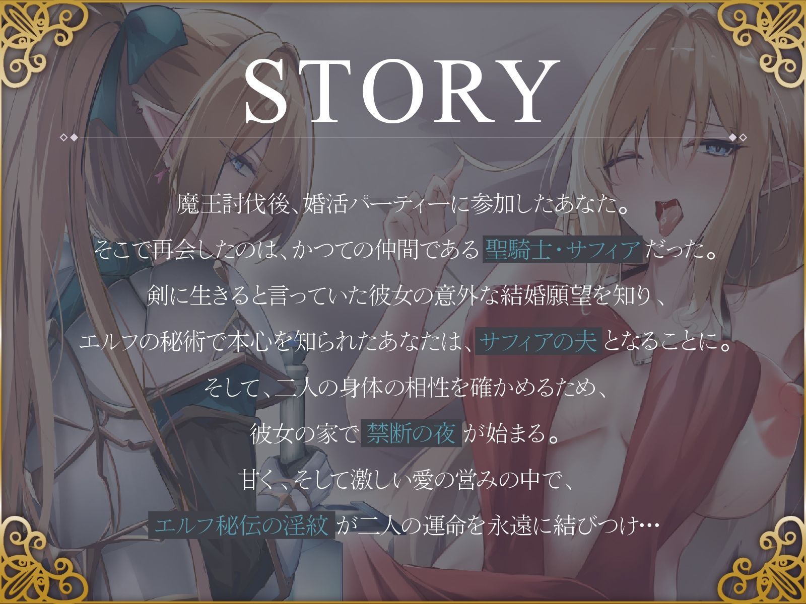 かつて仲間だった金髪エルフ聖騎士は、再会したあなたに種付けされたい♪【KU100収録】 サンプル1ページ目