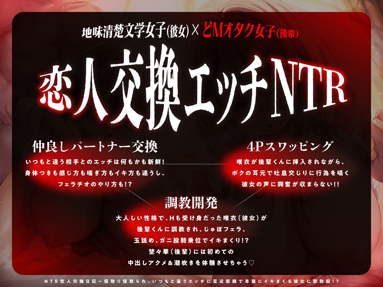 【JKスワップ】NTR恋人交換日記〜寝取り寝取られ、いつもと違うエッチに至近距離で卑猥にイキまくる彼女に鬱勃起！？ サンプル1ページ目