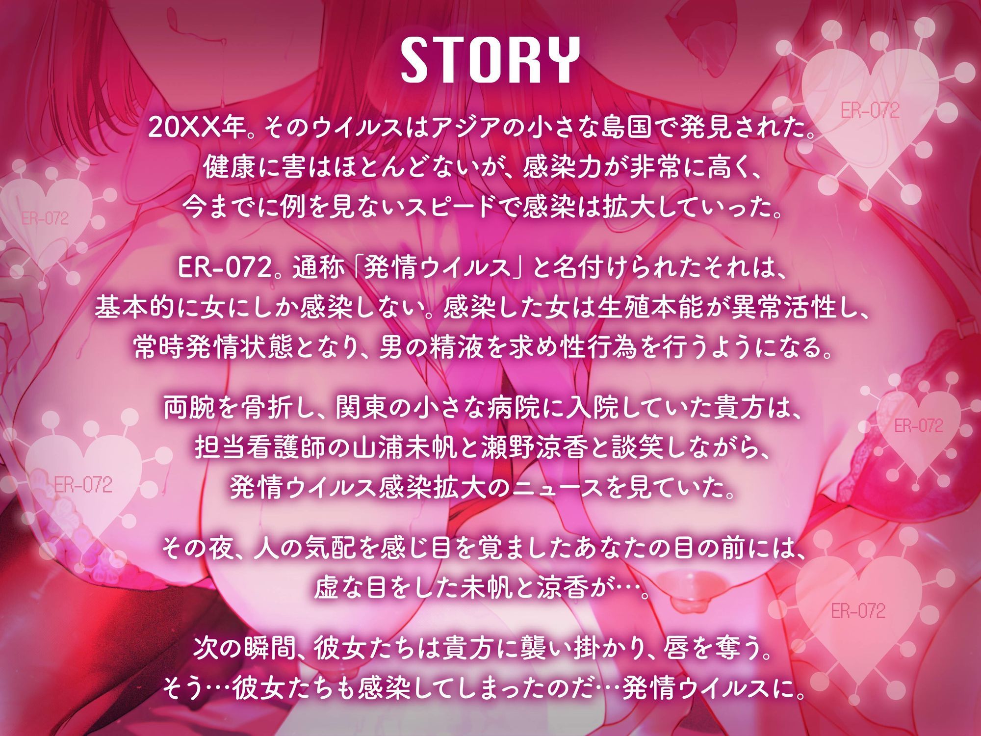 【逆レ】発情ウイルスパンデミック〜山奥の隔離病棟でウイルスでどすけべ変異したナース二人に犯●れる悪夢〜 サンプル1ページ目