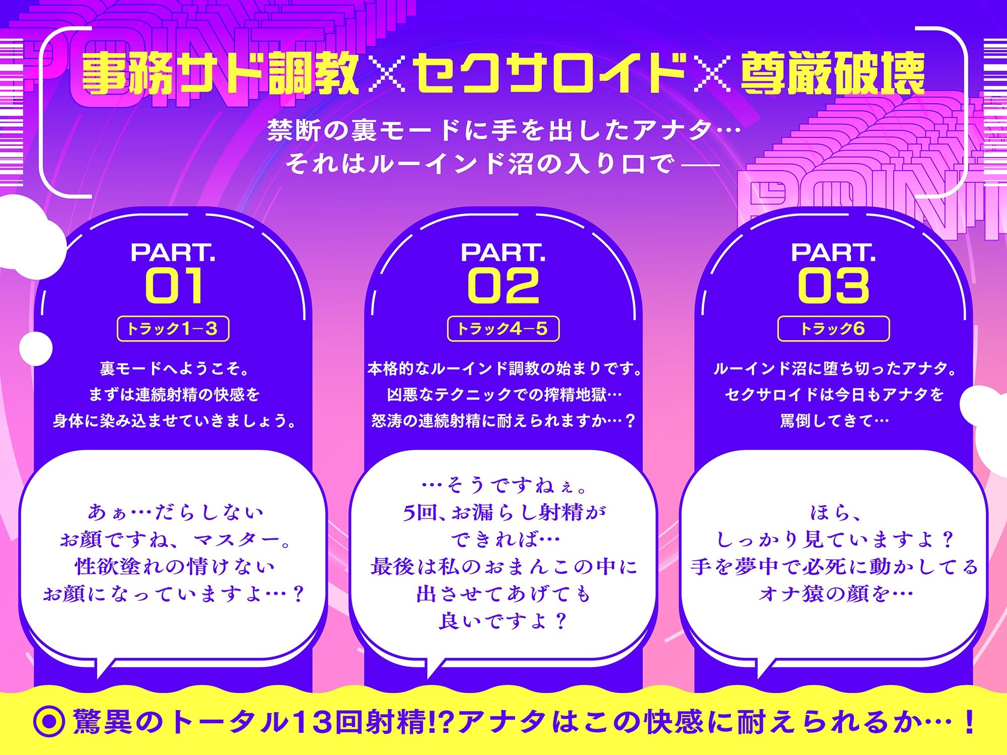 【ルーインドオーガズム】デカ痴女セクサロイドの密着事務的ザーメン搾取〜快楽地獄でマゾ堕ち確定お漏らし射精〜【13回射精×事務サド調教】 サンプル3ページ目