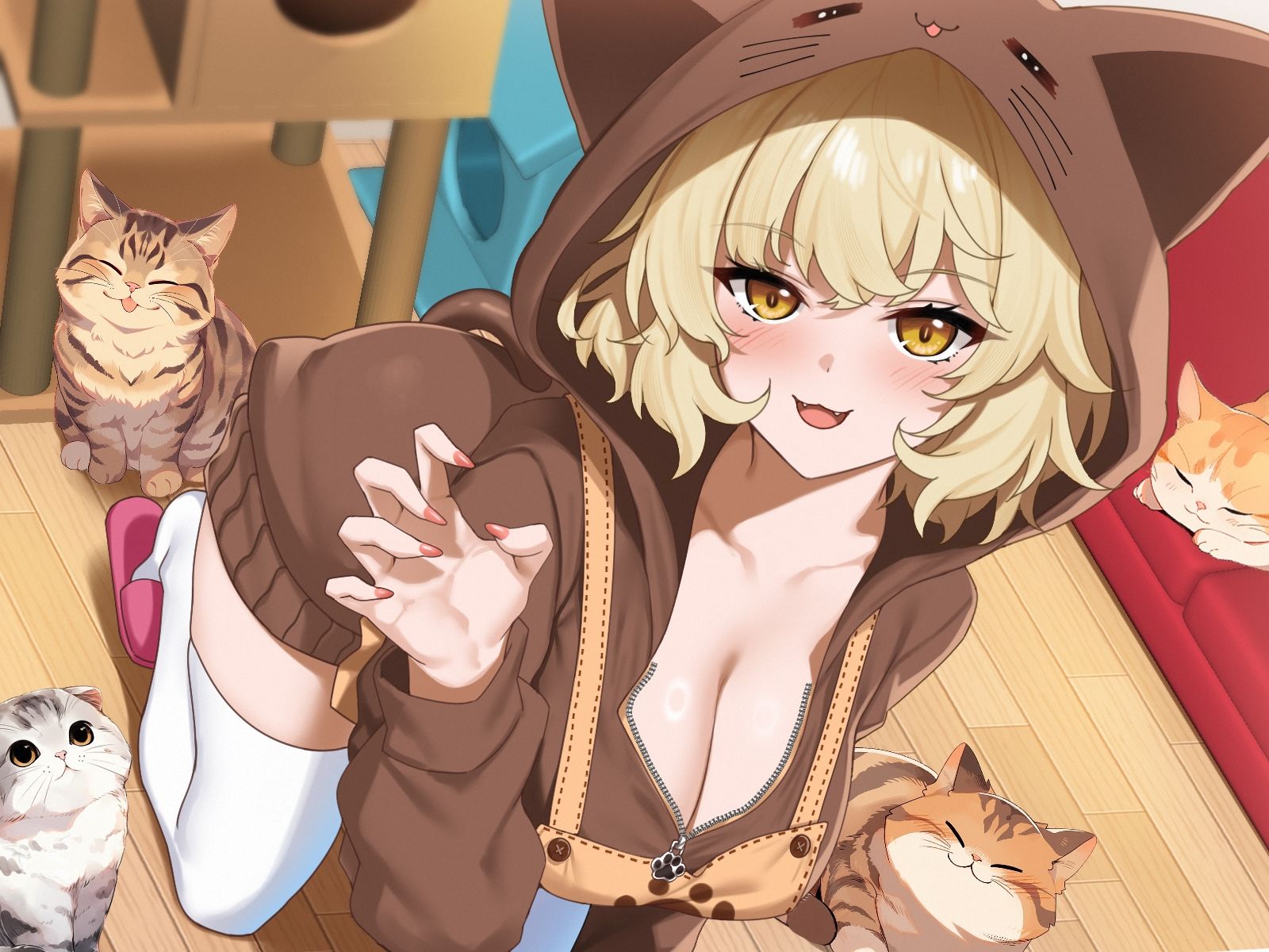 あざと可愛い猫カフェ店員のあまいちゃ中出しおねだり「おちんちんペロペロ気持ちいいかにゃ〜？（はーと）」 サンプル4ページ目