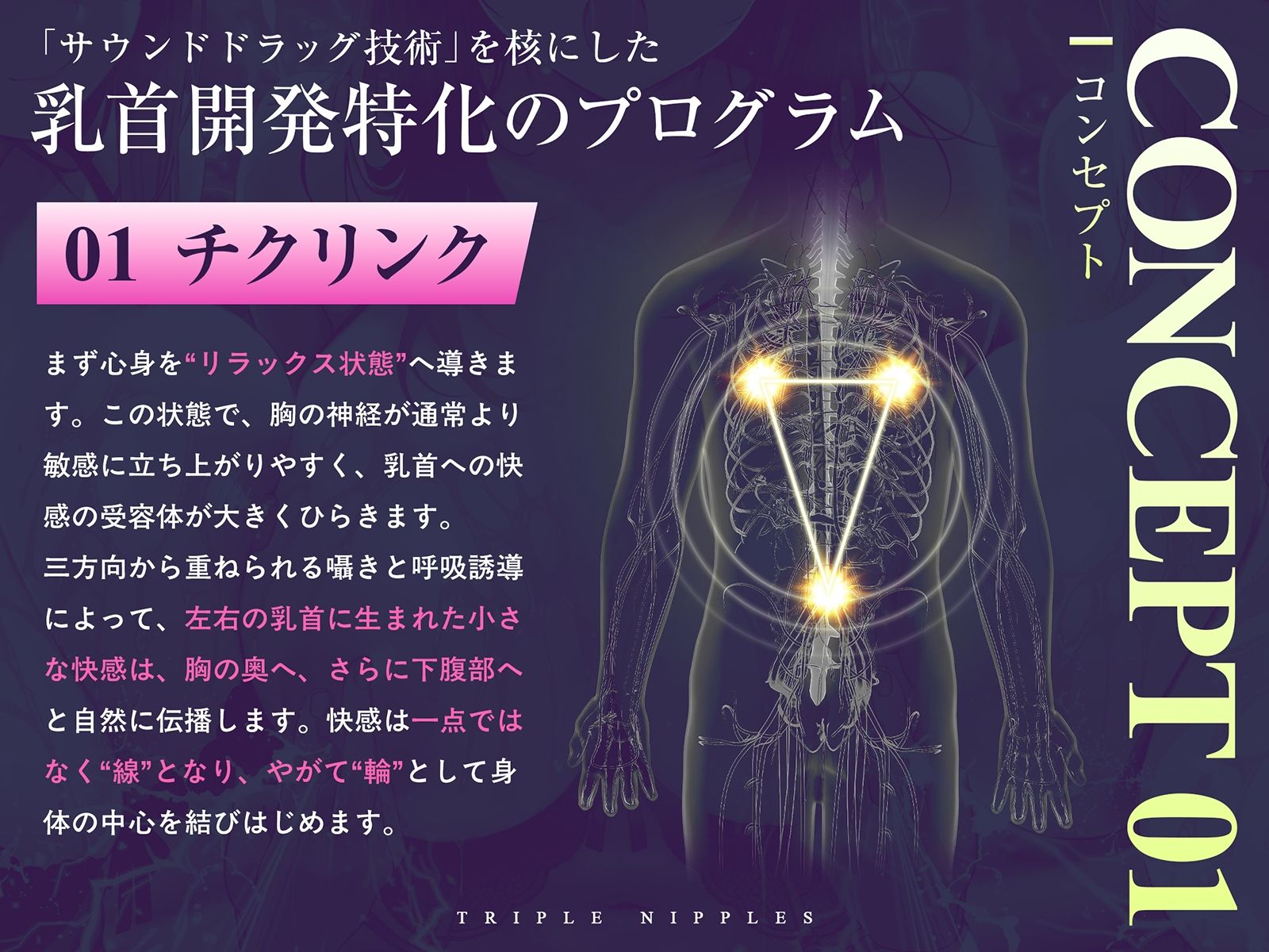 【チクリンク】乳首トリプル〜変性意識と音響誘導で乳首がくすぐったいだけのあなたも「全身オーガズム」へと導くかんたん乳首開発〜 サンプル3ページ目