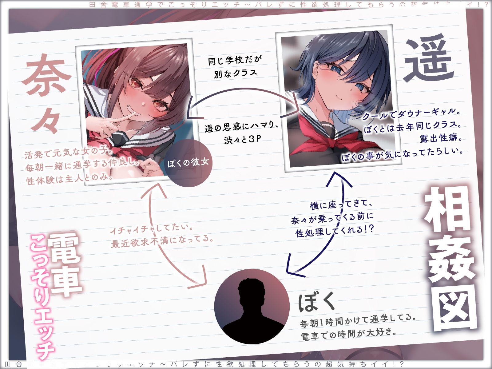 【露出×背徳】電車通学でこっそりエッチ〜バレずに性欲処理してもらうの超気持ちイイ！？【JKハメ比べ】vv サンプル2ページ目