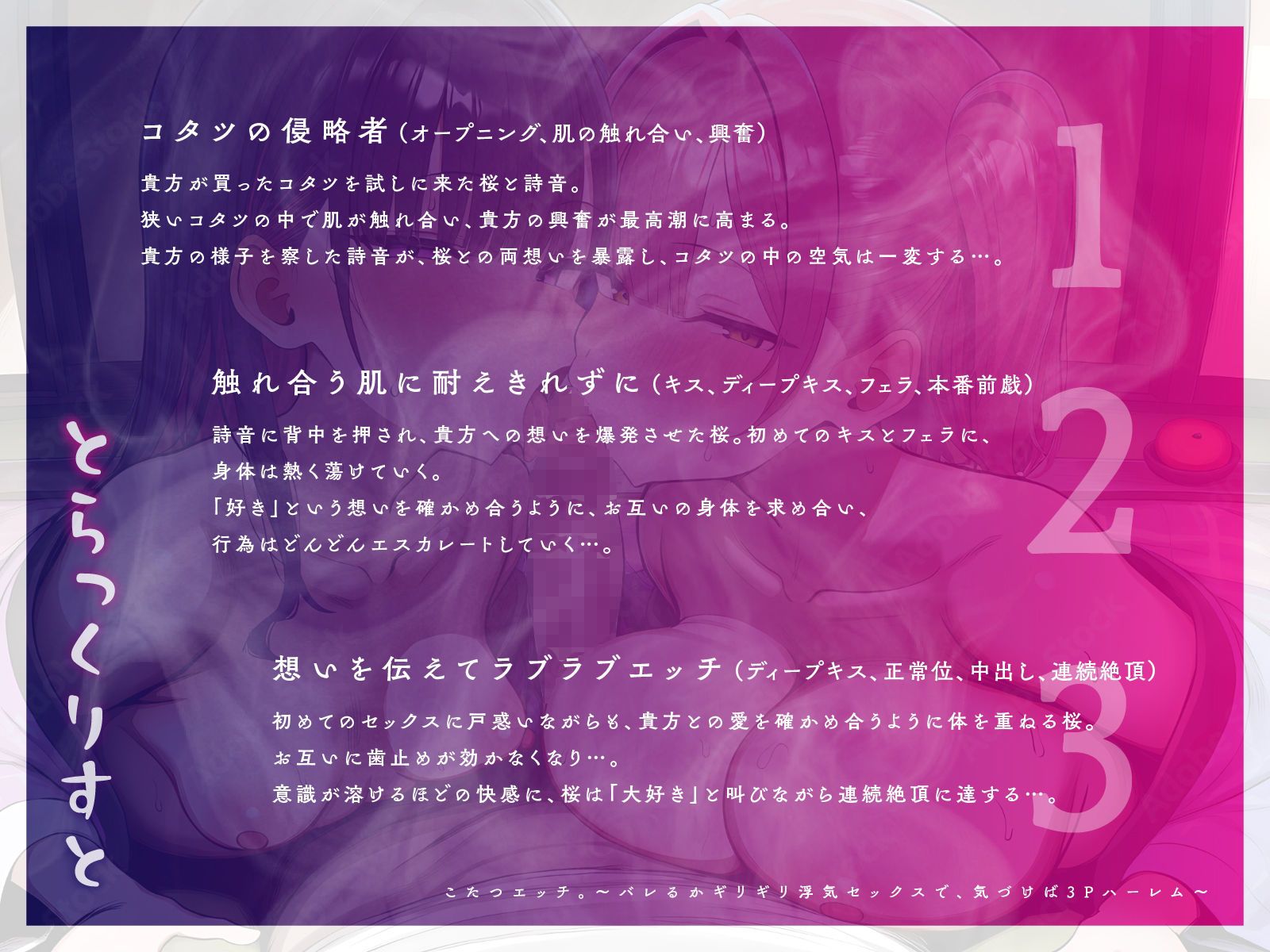 こたつエッチ。〜バレるかギリギリ浮気セックスで、気づけば3Pハーレム〜【KU100】 サンプル4ページ目