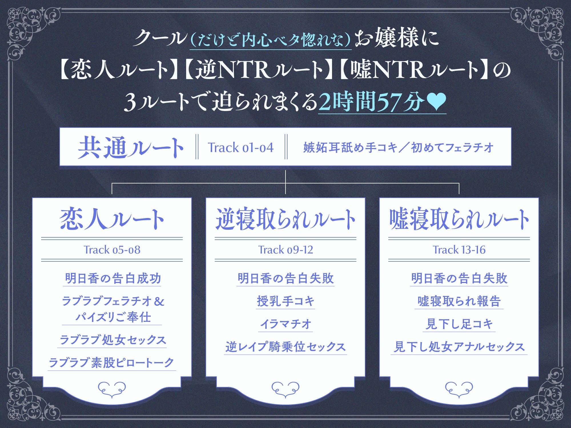 内心ベタ惚れクールお嬢様がチンカス汚ちんぽに媚び媚びご奉仕してくれるお話♪【KU100】 サンプル3ページ目