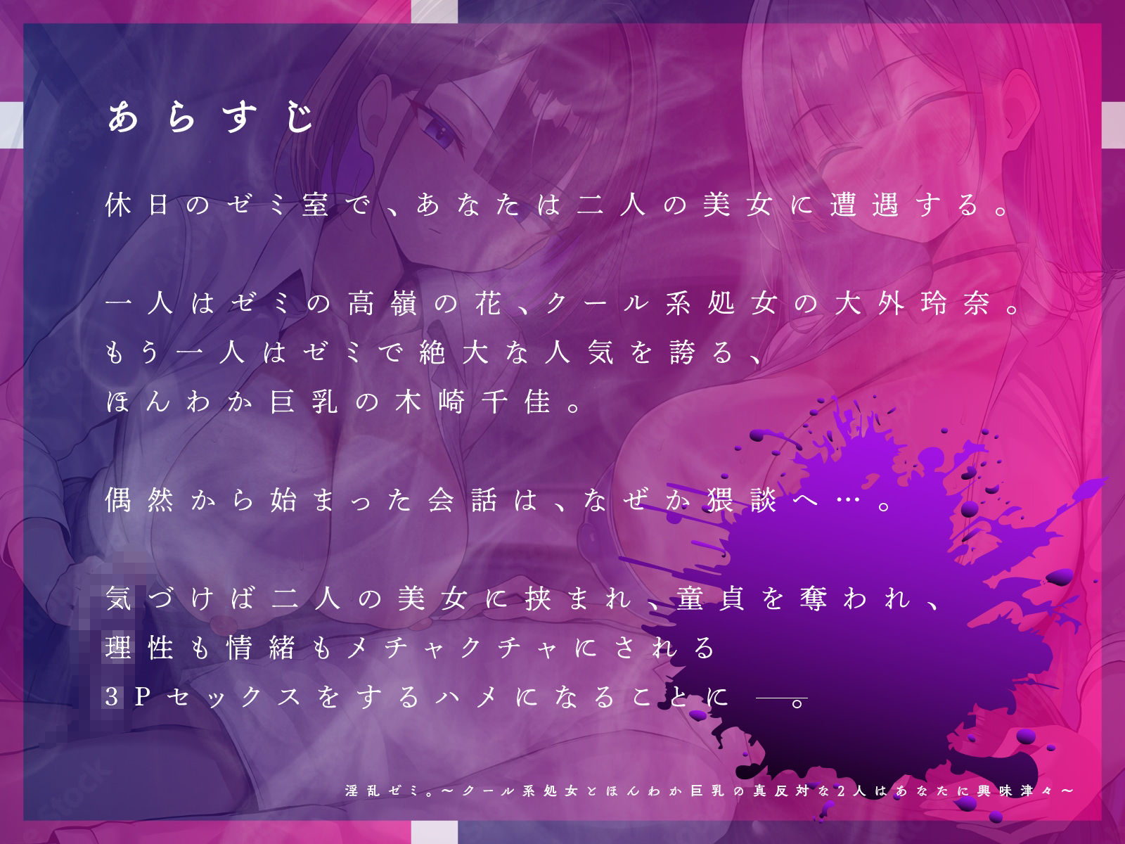淫乱ゼミ。〜クール系処女とほんわか巨乳の真反対な2人はあなたに興味津々〜【KU100】 サンプル1ページ目