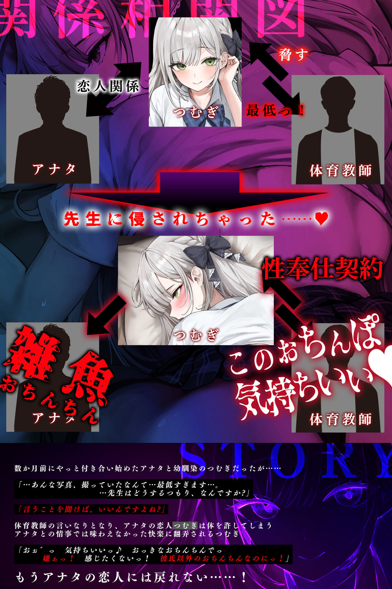 【汚喘ぎ】幼馴染カノジョJKの寝取られ報告【轟音オホ声】  〜体育教師に弱みを握られた恋人は性奉仕契約を迫られ、そして…〜 サンプル2ページ目