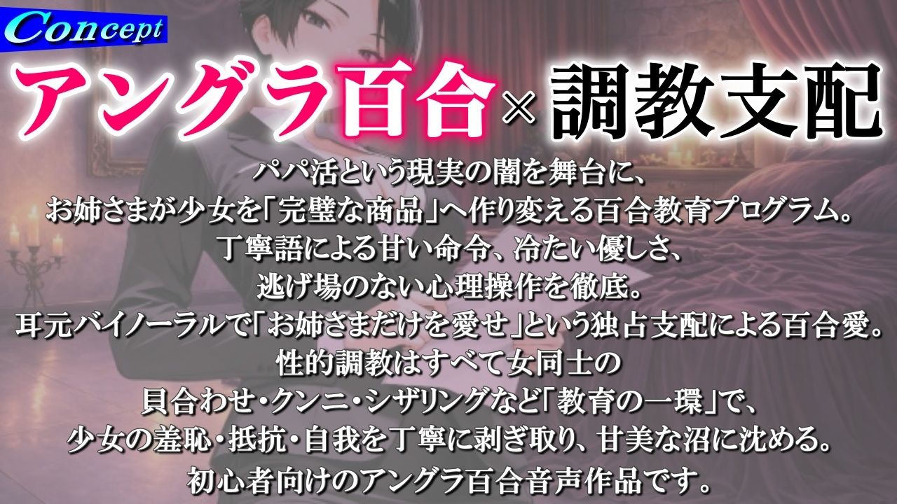 【アングラ百合×調教支配】パパ活仲介の裏メニュー〜お姉さまの特別教育プログラム〜「甘い沼から逃げられないよ？」 サンプル1ページ目
