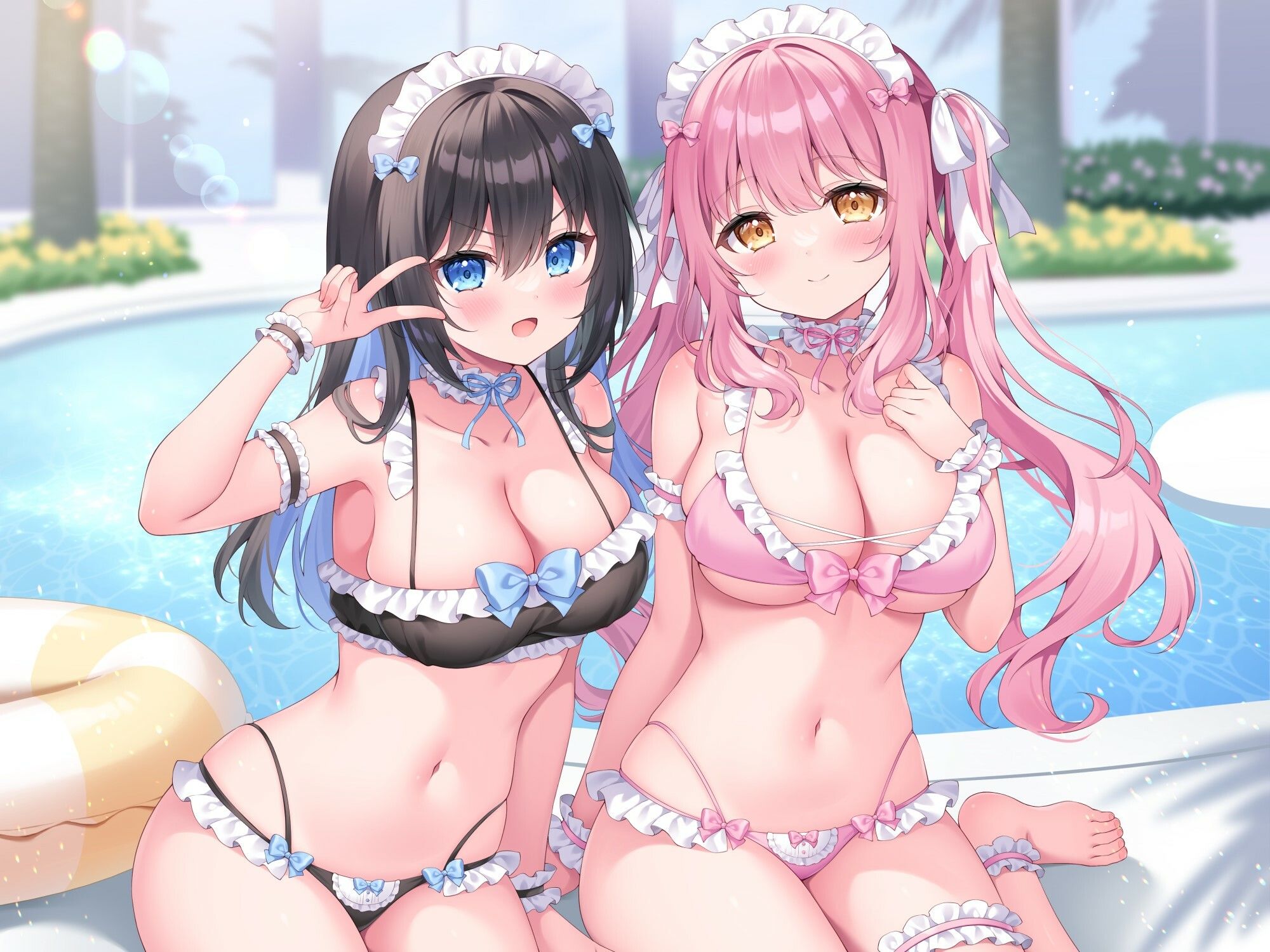 【KU100】ふりふりメイドのダブルふわふわハーレムご奉仕♪ ビキニで甘イキご奉仕いたしますにゃん♪ サンプル8ページ目