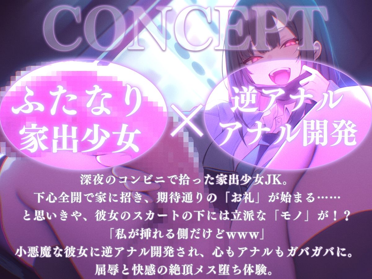 【ドM向け】神待ち家出少女はふたなり！？〜お礼にセックスするのがマナーだよね？私が挿れる側だけどwww〜【逆アナル・アナル開発・メス堕ち】 サンプル1ページ目
