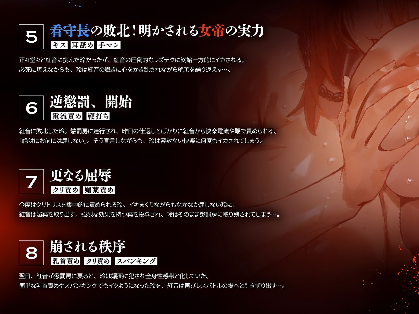 【監獄・レズバトル】刑務官vs女囚人〜「鉄の女」と恐れられる女刑務官が、圧倒的なカリスマを持つ女囚人ボスに敗北し逆懲罰される話〜【KU100】 サンプル6ページ目