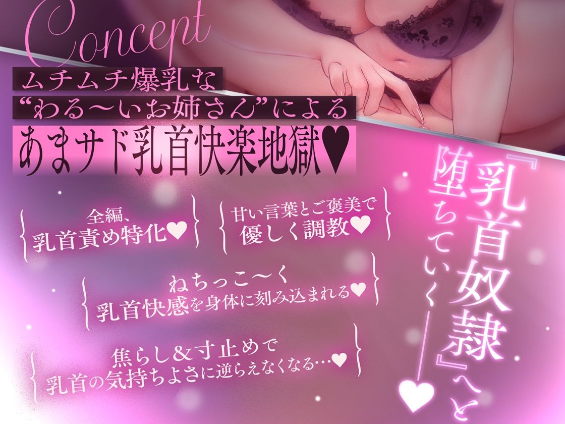 【乳首奴●堕ち】マチアプで出会った’わる〜いお姉さん’にねっとり優しく乳首調教される音声〜あまサド乳首快楽地獄〜 サンプル1ページ目