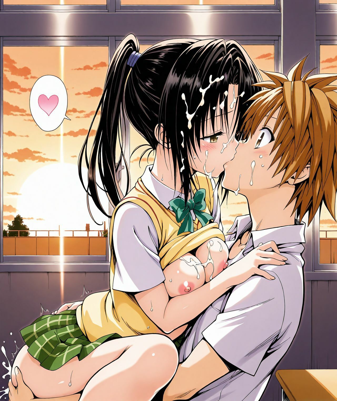 【CG集TLHR1対応】【アクシデン To LOVE】黒髪ポニテロングクーデレ先輩（実はドスケベ）女学生八条凛子ちゃんと放課後の教室でラブラブ学生服エッチで中だし大量射精 サンプル4ページ目