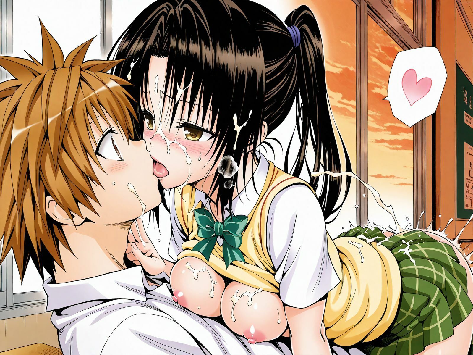 【CG集TLHR1対応】【アクシデン To LOVE】黒髪ポニテロングクーデレ先輩（実はドスケベ）女学生八条凛子ちゃんと放課後の教室でラブラブ学生服エッチで中だし大量射精 サンプル7ページ目