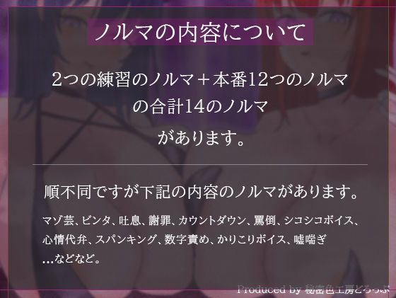 【ほぼ常時かりかり】Wサキュバスによる乳首責めとマゾ苛めノルマ式オナサポゲーム【ほぼ常時かりかりこりこりボイス×14のノルマ×マゾ】 サンプル1ページ目