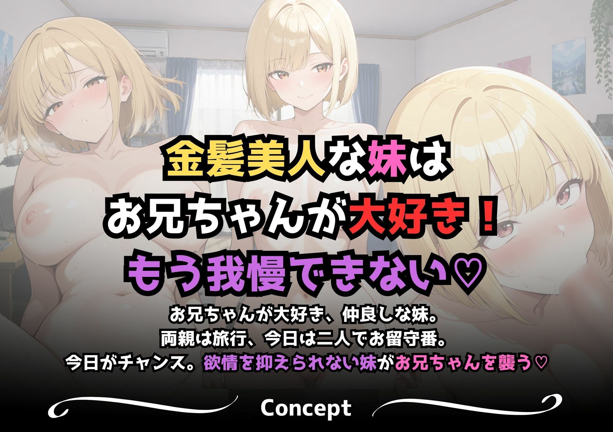 【ガチ近親相姦】金髪ブラコン妹お兄ちゃんを襲う（漫画57P付） サンプル2ページ目