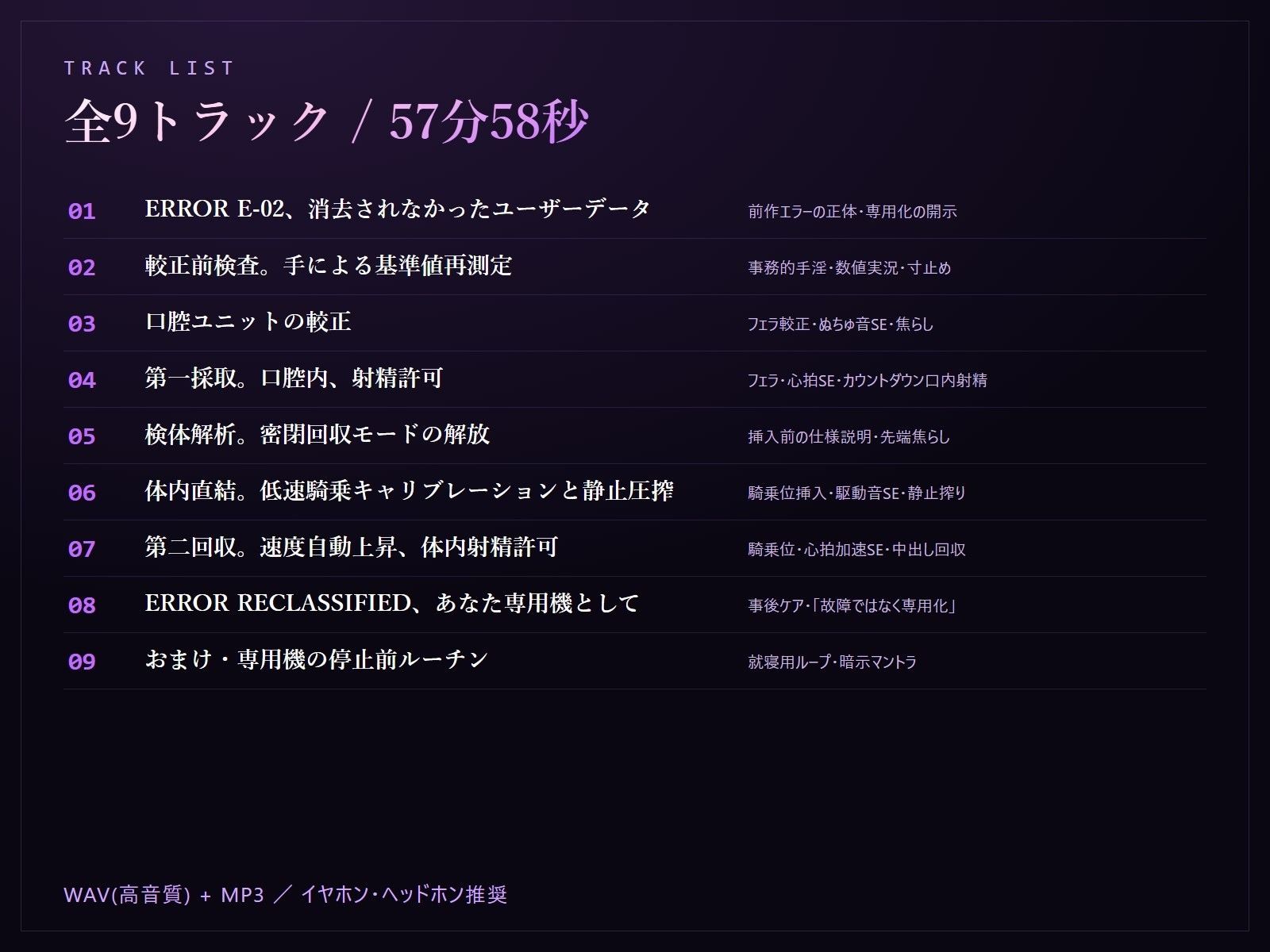 【無感情×射精管理】喘がない低音アンドロイドNOIR-02のフェラ＆騎乗位・密閉搾精メンテナンス〜口腔採取と、中出し密閉回収。あなた専用化プロトコル〜 サンプル3ページ目