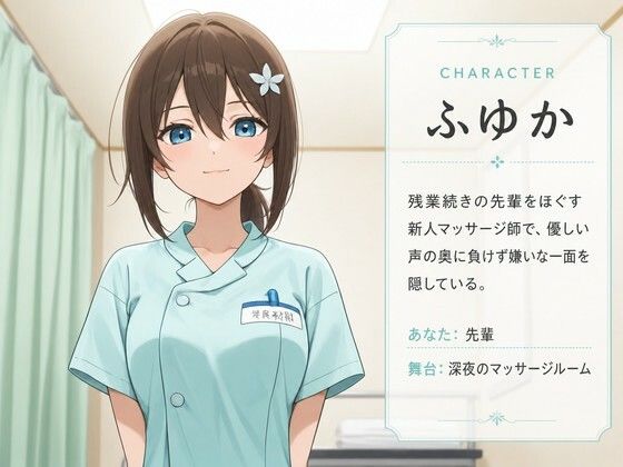 【心音責め×焦らし搾精】残業先輩を沼らせる新人マッサージ師ふゆかの密室ご奉仕えっち サンプル1ページ目