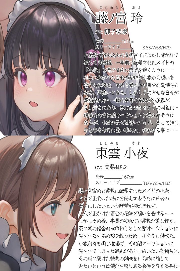 【TS百合】百合メイドレイの拘束飼育日記【主観視点ボイスあり・なし選択可能】【KU100】 サンプル1ページ目