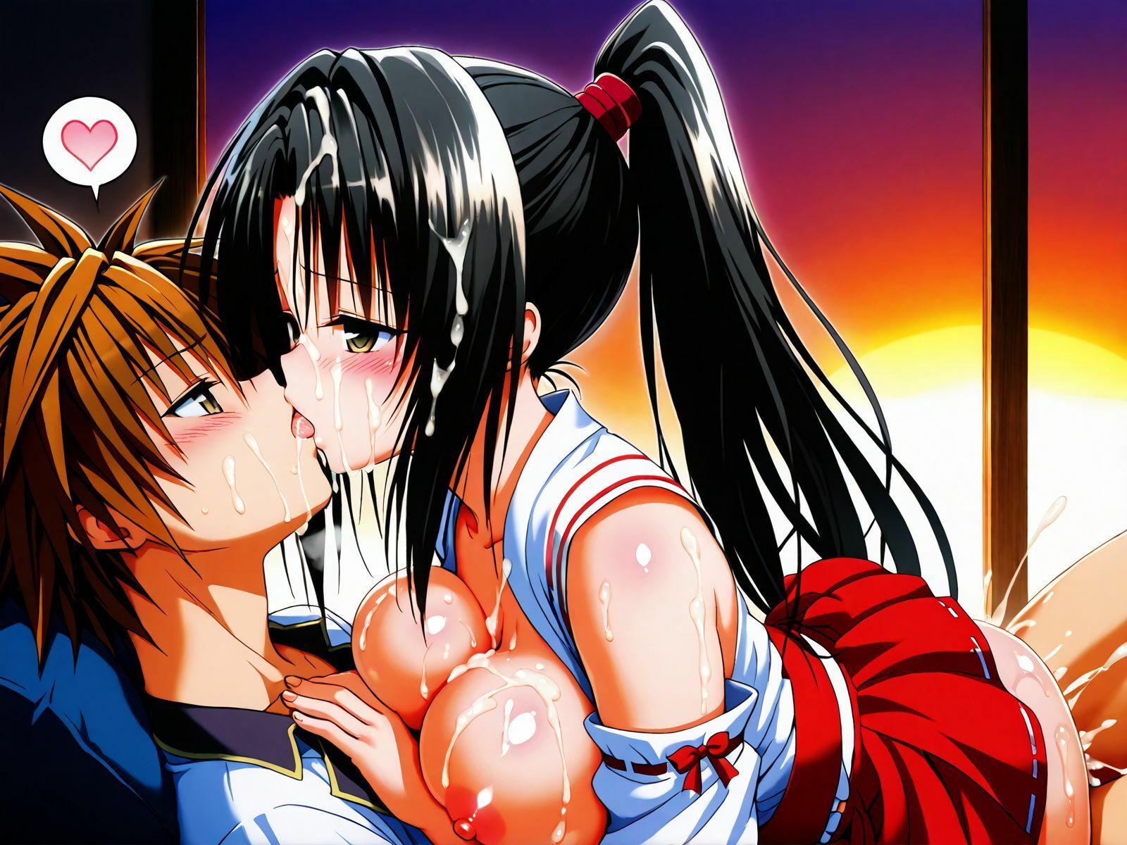 【アクシデン To LOVE】黒髪ポニテロングクーデレ先輩（実はドスケベ）女学生八条凛子ちゃんとバイト先の神社でラブラブ巫女服エッチで中だし大量射精 サンプル9ページ目